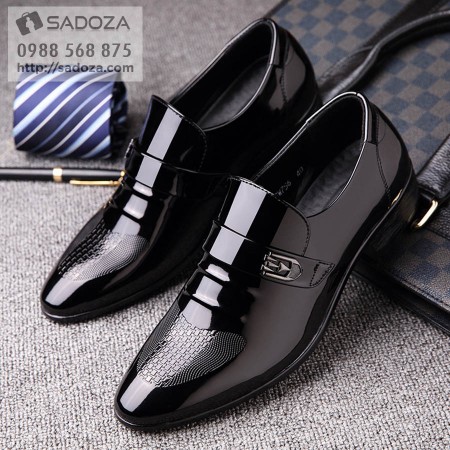 Giày lười nam đẹp Hàn Quốc đen bóng sành điệu