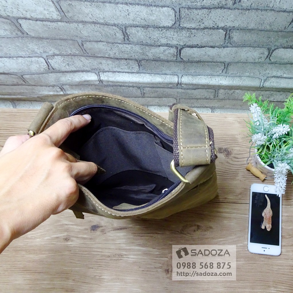Túi đeo chéo da bò sáp phong cách Hàn Quốc trẻ trung - Ảnh 7